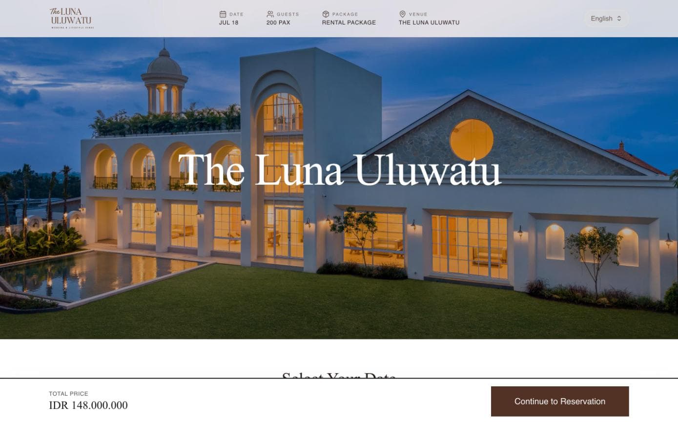 The Luna Uluwatu website