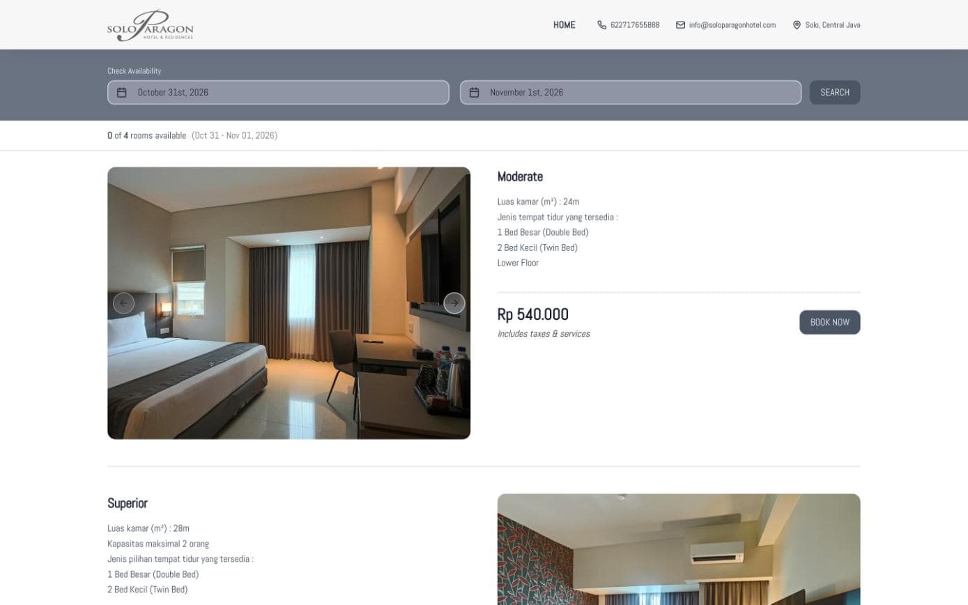 Solo Paragon Hotel website